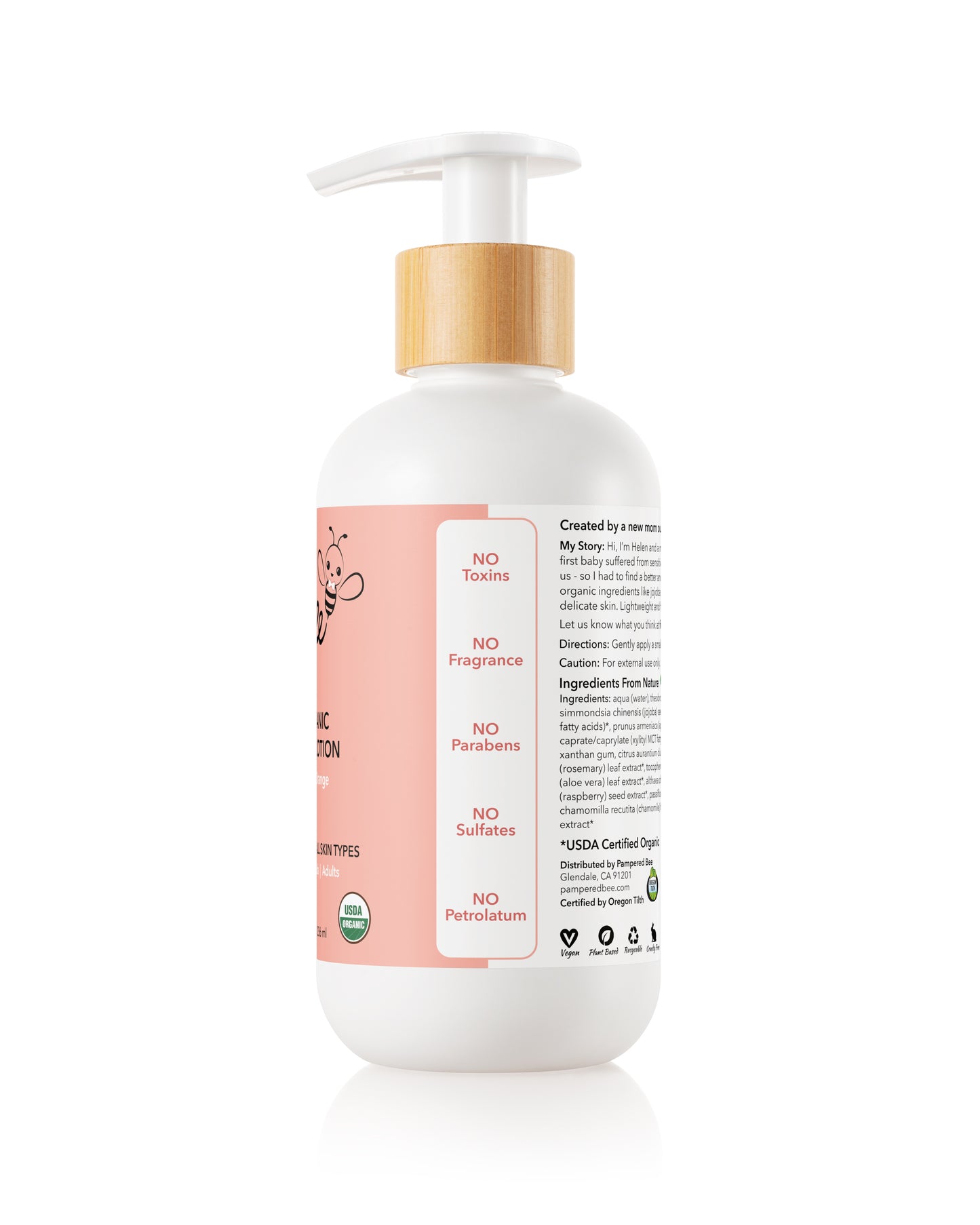 Pampered Bee Organic Lotion - Light Orange
